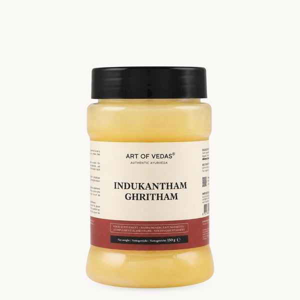 Art of Vedas Indukantham Ghritham, klasszikus ájurvédikus ghí: gyömbér, hosszú bors, kősó. 150 g-os tégely