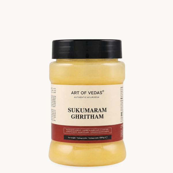 Art of Vedas Sukumaram Ghritham, klasszikus ájurvédikus ghí: Ashwagandha, Shatavari, édesgyökér. 150 g-os tégely